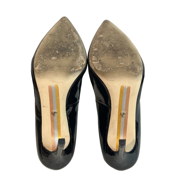 Sam Edelman Hazel Pump Pointed Toe Stiletto Black Gold Sparkle High Heels Sz 9.5 - Picture 6 of 8